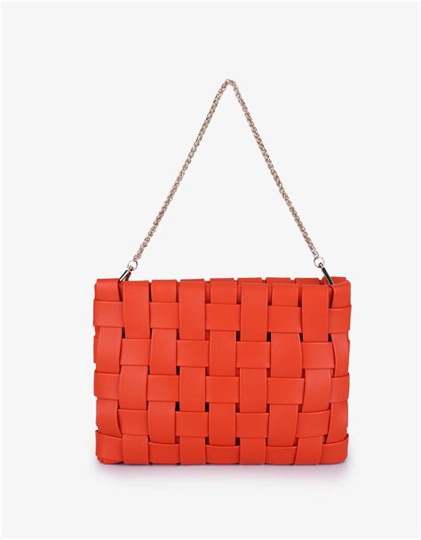 Lindy Clutch Woven Large Orange Remireid