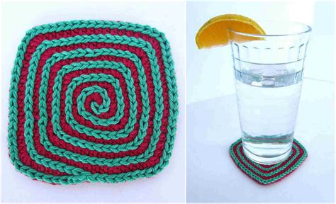 Crochet Square Spiral Coasters