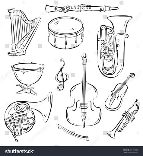 Vector Sketch Set Symphony Orchestra Musical Stock Vector 111405785