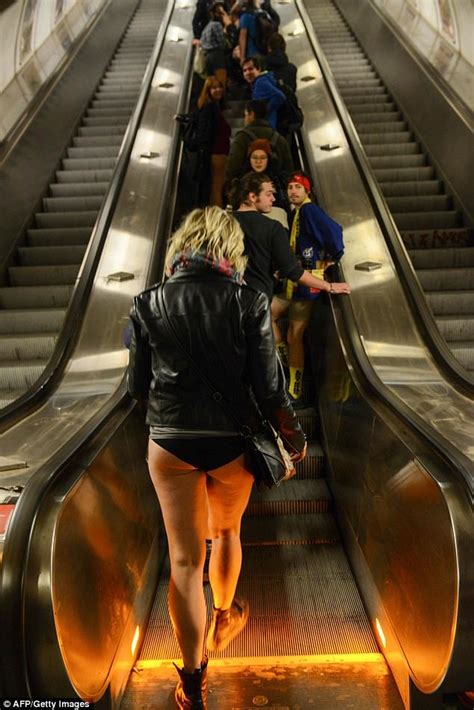 Exhibitionists strip to underwear for No Pants Subway Ride | Daily Mail