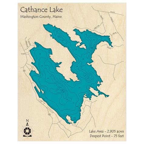 Cathance Lake 3d Custom Wood Map Lake Art Llc