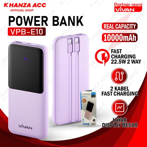 Jual Khanzaacc Vivan Vpb E Powerbank Mah Dengan Kabel Original