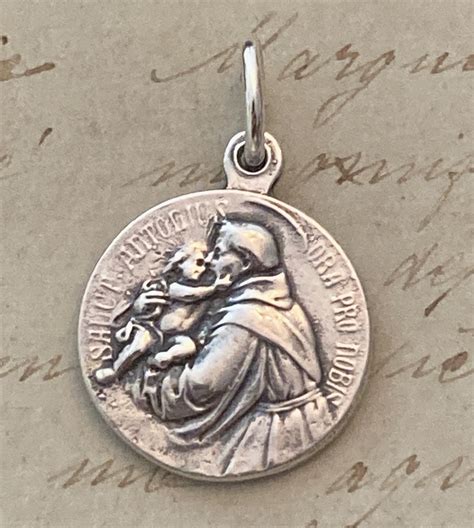 St Anthony Of Padua Valentinus Medal Sterling Silver Antique Replica