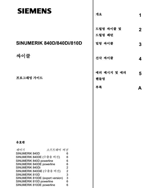 SINUMERIK 840D 840Di 810D 싸이클 프로그래밍 가이드 한국어 기술랩