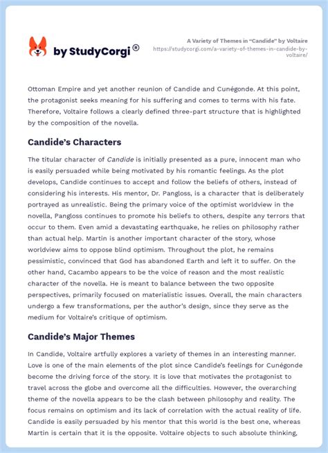 A Variety of Themes in "Candide" by Voltaire | Free Essay Example