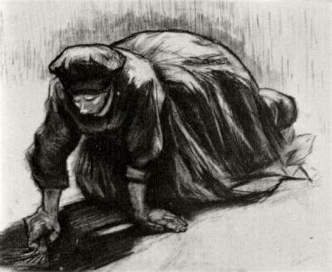 Peasant Woman Kneeling Possibly Digging Up Carrots 1885 Nunen