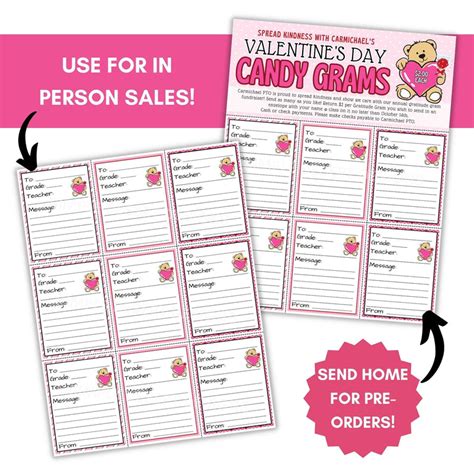 Valentine Candy Gram Teddy Bear Flyer Set Simple Desert Designs