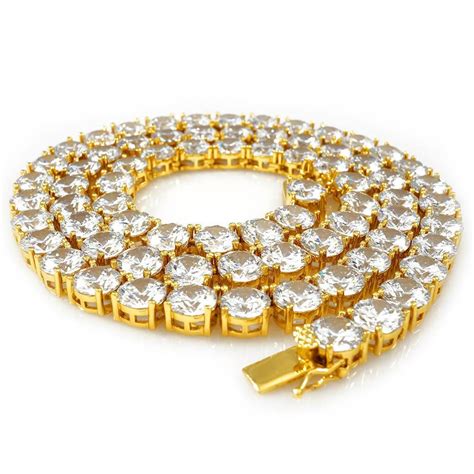 18k Gold 1 Row 8MM Iced Out Chain – Niv's Bling