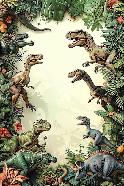 A Poster With A Bunch Of Dinosaurs And A Sign That Says Quot Dinosaurs