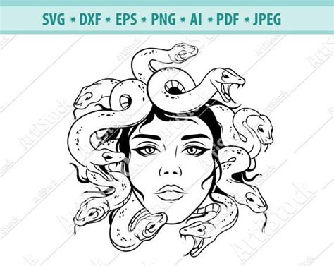 Medusa Gorgona Svg Snake Face Svg Woman With Snake Hair Fantasy