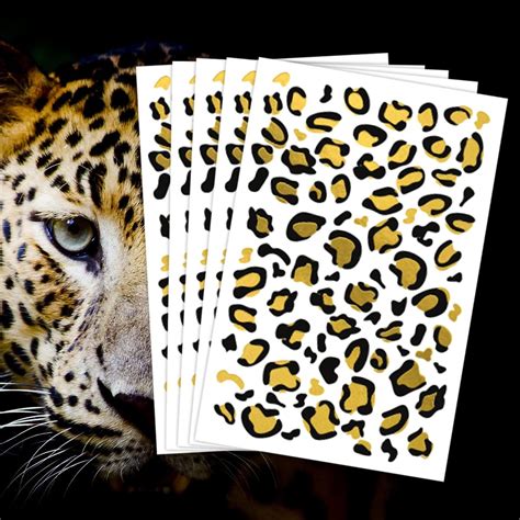 Amazon FashionTats Gold Leopard Print Temporary Tattoos 5 Pack