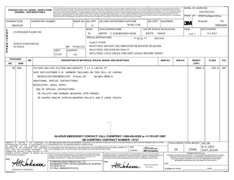 Bill Of Lading Form 19 Examples Format Pdf