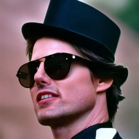 Photo Tom Cruise Wearing Top Hat And Sunglasses Stable Diffusion