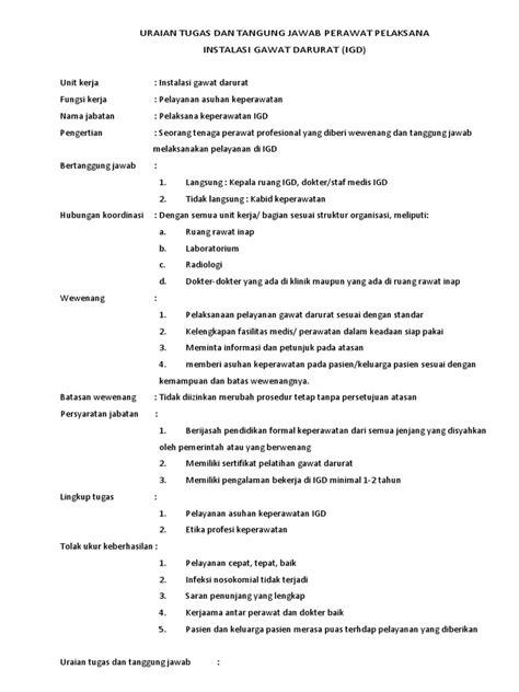 Tupoksi Perawat Igd Pdf