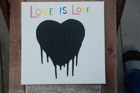 Love is Love Acrylic Painting on Canvas With Dripping Heart - Etsy