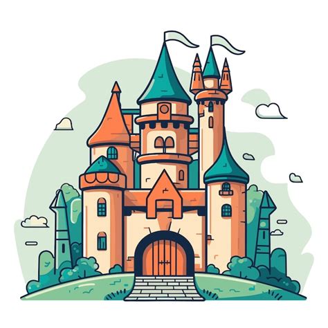 Projeto De Ilustra O De Desenho Animado De Castelo De Conto De Fadas