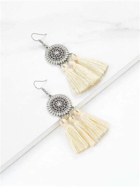 Rhinestone Detail Retro Tassel Earrings 1pair Tassel Earrings