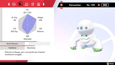 Reparto Darmanitan Galar Shiny Ivs Competitivo Pok Mon Espada Y