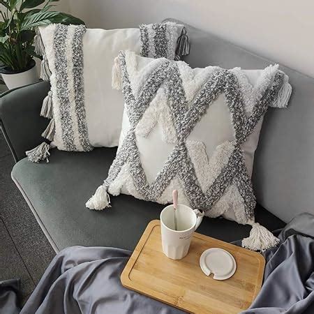 Amazon Tinysun White Grey Boho Decorative Throw Pillow Covers Set