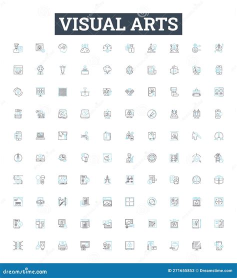 Visual Arts Vector Line Icons Set Drawing Painting Sculpture Mosaic