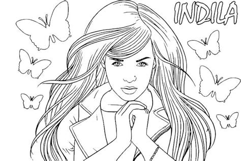 Coloriage La chanteuse star Indila dessin gratuit à imprimer