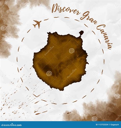 Mapa De La Isla De La Acuarela De Gran Canaria En Sepia Ilustraci N Del