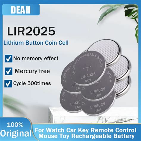 20 100pcs Lir2025 Lir 2025 3 6v Rechargeable Lithium Battery Cr2025