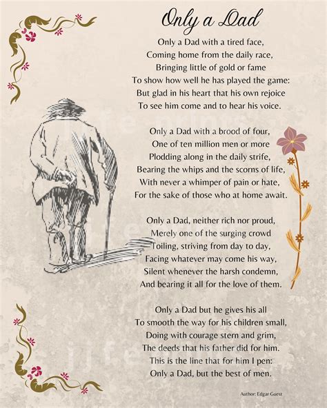 Only A Dad Poem By Edgar Guest Digital Download Pdf File Father S Day T Father S Day