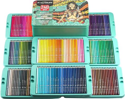 COLOURING PENCILS PROFESSIONAL Set Of 240 In A Metal Box Numbered Soft