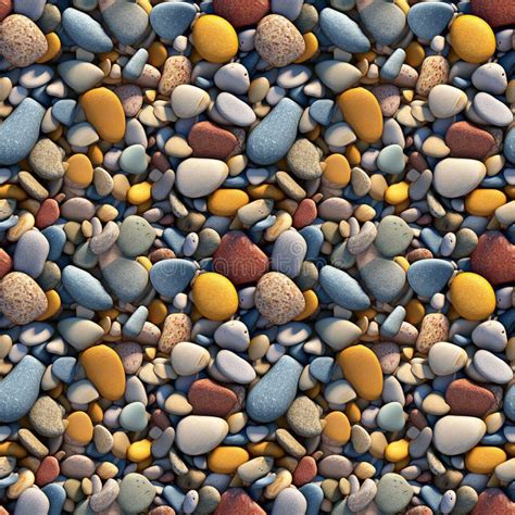 Seamless Pattern Sea Stones Naturally Polished And Rounded River Pebbles Repeating Background