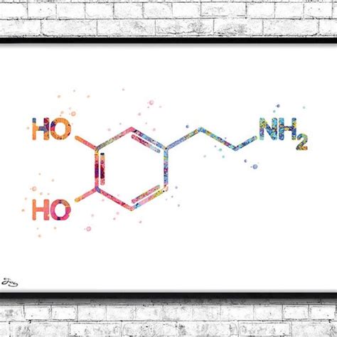 Dopamine Molecule Watercolor Print Dopamine Formula Poster Etsy