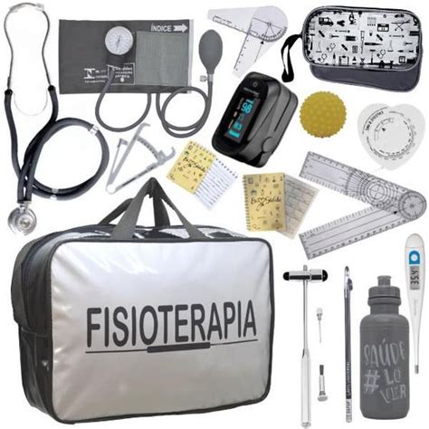 Kit Bolsa Fisioterapia Acadêmico Goniômetro Martelo Buck Fita