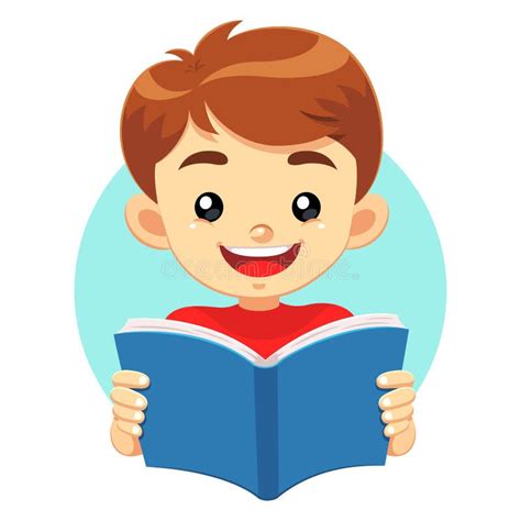 Little Boy Reading A Blue Book Stock Vector Illustration Of Book