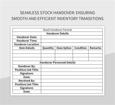 Seamless Stock Handover Ensuring Smooth And Efficient Inventory