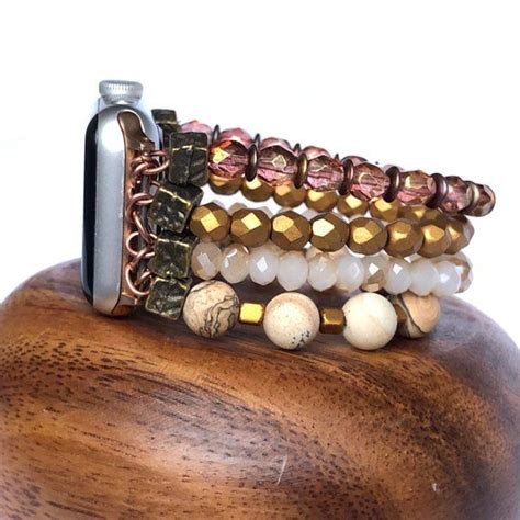 Apple Watch Band For Women 38mm 40mm 42mm 44mm Rose Gold Silver Beaded Stacked Bracelet