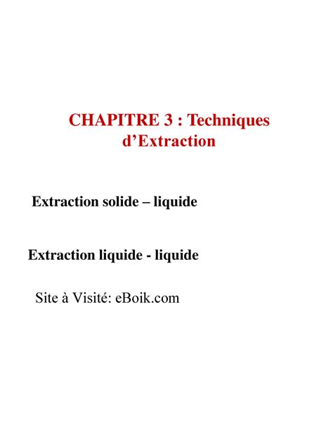 Cours De Techniques Chimiques Pour La Biologie Chapitre 3