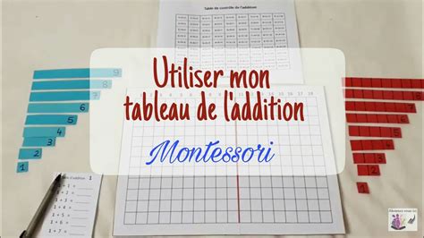 Comment Utiliser Le Tableau De L Addition MONTESSORI Calcul Mental Et