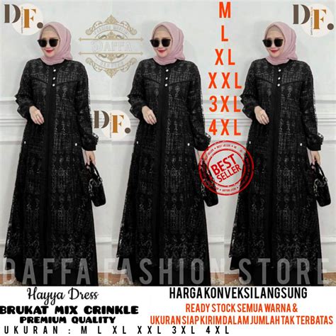 Jual Hayya Dress New Brukat Gamis Muslim Dress Brukat Hayya Dress