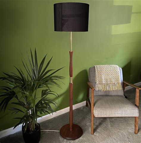 Antiques Atlas Mid Century Wood And Brass Standard Floor Lamp