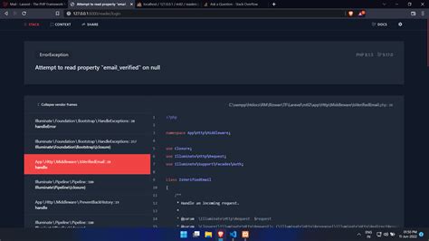 Php Attempt To Read Property Email Verified On Null In Laravel