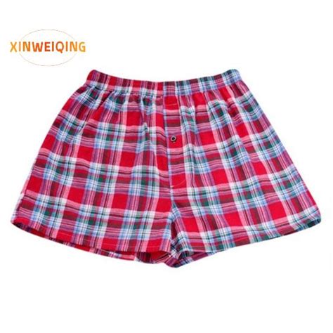 Cheap Casual Plaid Print Elastic Waist Men Underwear Summer Beach Pants