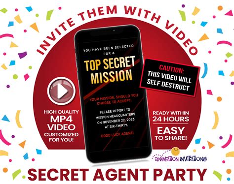 Spy Party Video Invitation Mission Impossible Or 007 Secret Agent