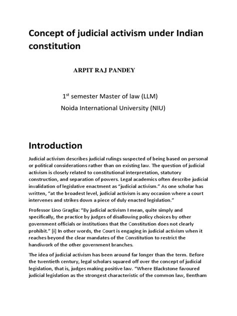 Concept Of Judicial Activism Under Us And Indian Constitution Pdf