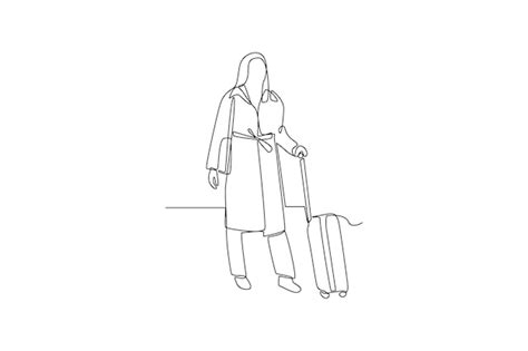 Desenho Cont Nuo De Uma Linha Viajando Saco Ou Maleta Conceito