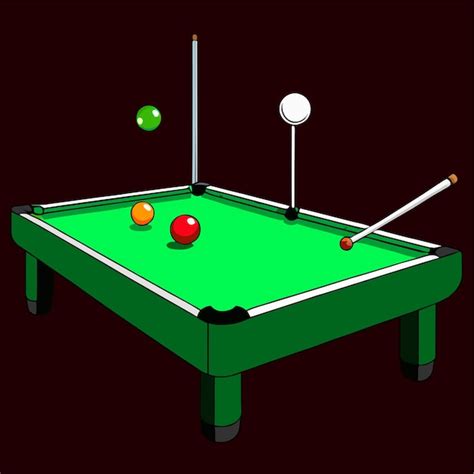 Premium Vector Green Billiard Table With Wooden Cue And Balls Vector