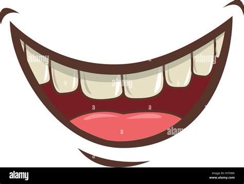 cartoon mouth with teeths with happy expression over white background ...