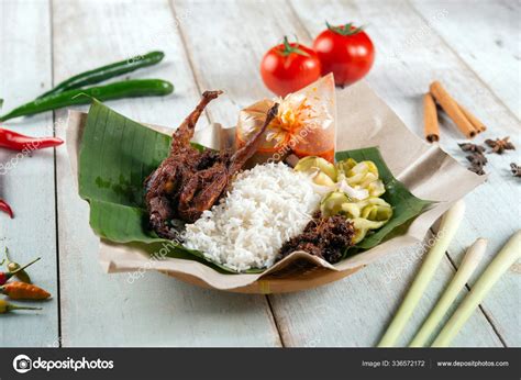 Nasi Lemak Kukus Quail Popular Traditional Malay Local Food Stock