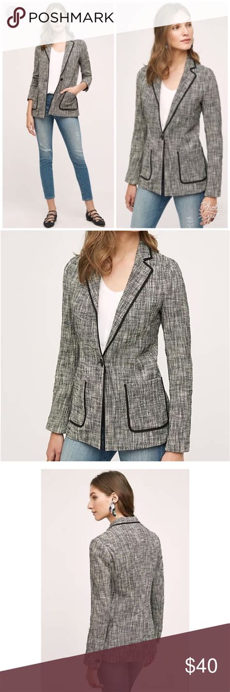 Anthropologie Cartonnier Leonie Knit Blazer Grey Never Worn