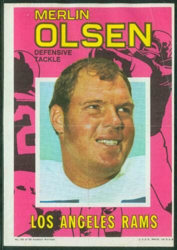 1971 Topps Football Poster Pin Ups 25 Merlin Olsen HOF LA Rams VG