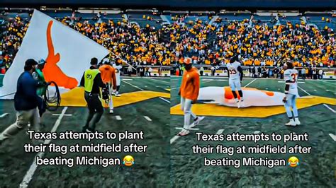 Texas Players Plant A Flag On Baker Mayfields Jersey At Midfield Youtube